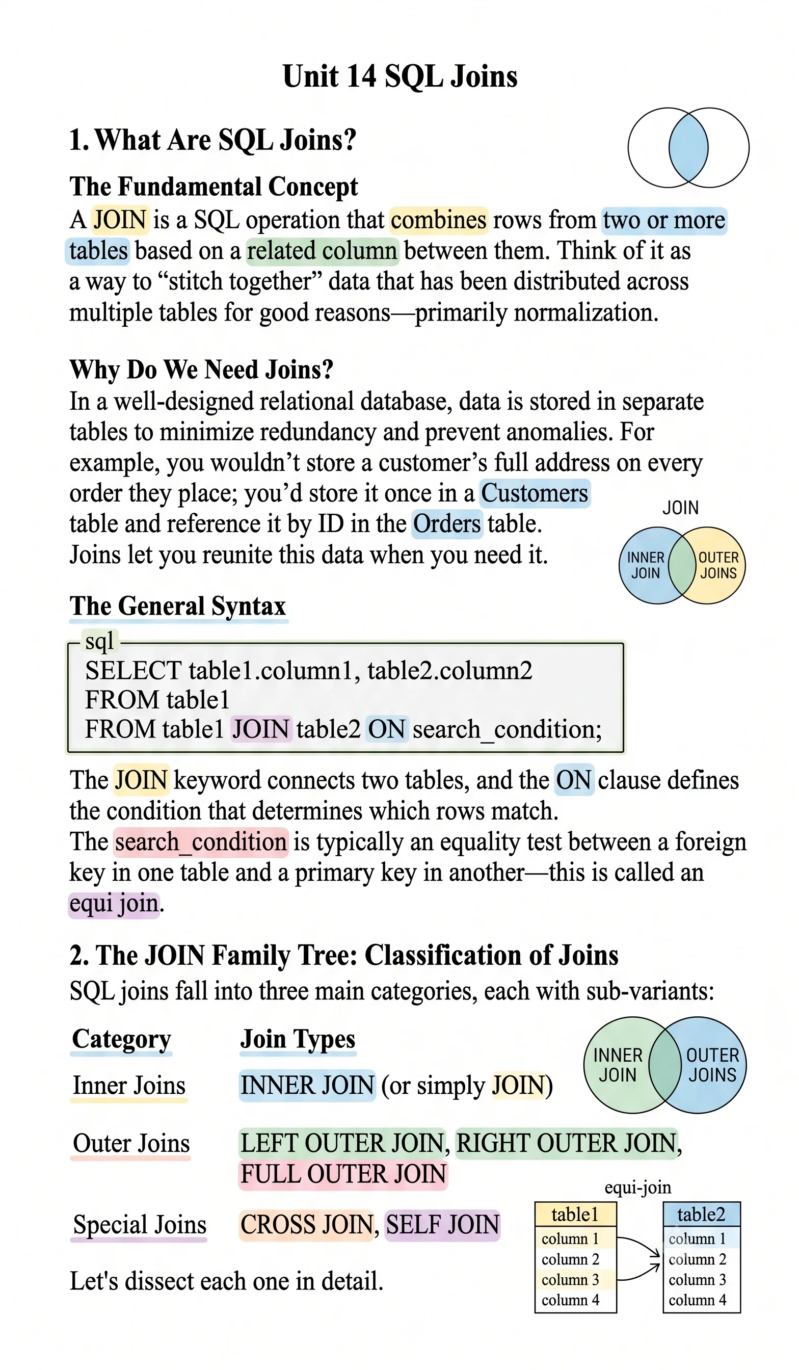 Sheet 4 - Unit 14: SQL Joins Overview